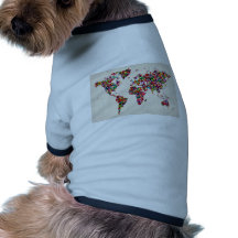 Schmetterlings-Karte der Weltkarte Hund T-shirt