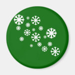 Schneeflocke mit grünem Hintergrund Magnete