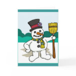 Schneemann mit Besen Karten
