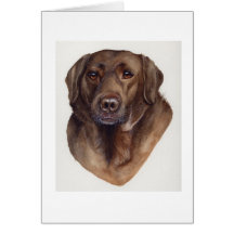 Schokolade Labrador gemalt in der Wasserfarbe Grußkarten