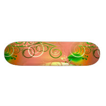 Schöner korallenroter Pfirsich-Grün-Gelb-Frühling  Skateboard Bretter