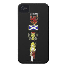 Schottischer Löwe, Distel, Flagge und Pfeifer im T iPhone 4 Hülle