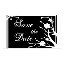 Schwarz-weiße BlumenSave the Date Geschäftskarten Visitenkartenvorlage