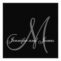 Schwarz-weißes Wedding Einladungen des Monogramm-2