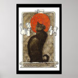 Schwarze Katzen-/Chat-Kunst Nouveau Plakat