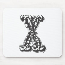 Schwarze Monogramm-Buchstabe-Initiale X Mousepad