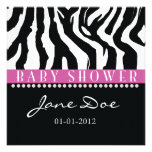 Schwarze u. rosa Zebra-Babyparty-Einladungen