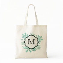 Schwarze und blaue Schneeflocke-Monogramm-Taschen-