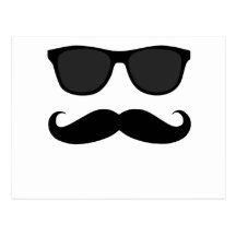 Schwarzer Schnurrbart und Sonnenbrille-Humor-Gesch Postkarte