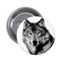 Schwarzer u. weißer Wolf Button