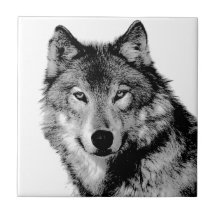 Schwarzer u. weißer Wolf Fliese