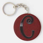 Schwarzes Glanz-Monogramm - C Schlüsselanhänger