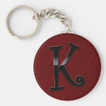 Schwarzes Glanz-Monogramm - K Schlüsselanhänger