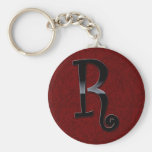Schwarzes Glanz-Monogramm - R Schlüsselanhänger