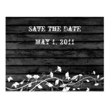 Schwarzes Holz Save the Date Postkarte