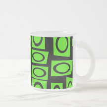 Schwarzes Limones grünes Spaß-Kreis-Quadrat-Neonmu Kaffee Haferl