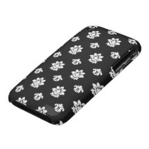 Schwarzweiss blühen Sie Damastmuster iPhone 3 Cover