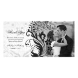 Schwarzweiss-Blumenhochzeit danken Ihnen Fotokarte