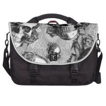 Schwarzweiss-denken, multi Schädelmuster Laptop Tasche