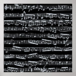 Schwarzweiss-Musiknoten Posterdrucke