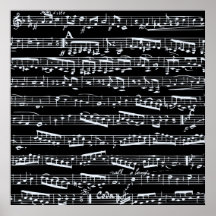 Schwarzweiss-Musiknoten Posterdrucke