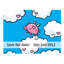 Schweine fliegen Save the Date Postkarte