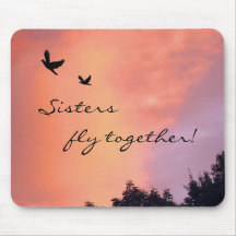 Schwester-Vögel am Sonnenuntergang Mousepads