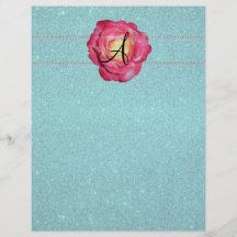 Scintillement de turquoise de monogramme de rose d prospectus avec motif