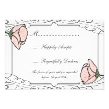 Scrollwork und rosa Blumen-Hochzeit UAWG Karte Individuelle Einladungskarte