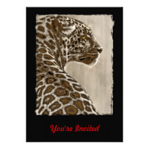 Sepia-Leopard-Skizze Personalisierte Einladungen