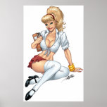 Sexy blonder Schulmädchenpin-oben durch Al Rio Plakat