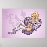 Sexy lila Wäschepinup-Mädchen durch Al Rio Plakat