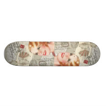 shabbychic Seashell Vintage Paris-Dame Personalisiertes Skatedeck