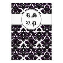 Signe classique de damassé de violette (mariage) cartons d'invitation