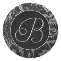 Silber des Monogramm-B und schwarzes Damast-Hochze