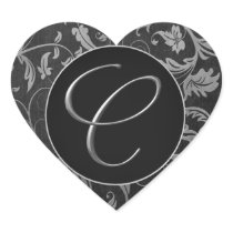 Silber des Monogramm-C und schwarzes Damast-Hochze