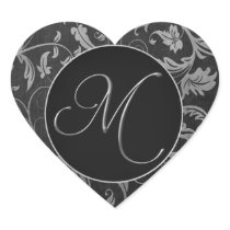 Silber des Monogramm-M und schwarzes Damast-Hochze