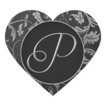 Silber des Monogramm-P und schwarzes Damast-Hochze
