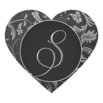 Silber des Monogramm-S und schwarzes Damast-Hochze
