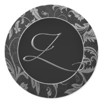 Silber des Monogramm-Z und schwarzes Damast-Hochze