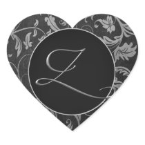 Silber des Monogramm-Z und schwarzes Damast-Hochze