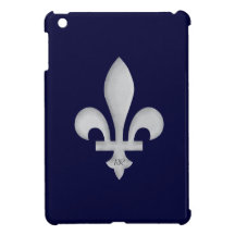 Silber Fleur-De-Lys auf blaues iPad Minifall