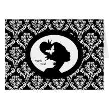 Silhouette de femme de papillon de carte de salon