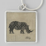 Silhouette Keychain de rhinocéros noirs porte-clés