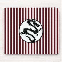 Silhouette noire de dragon sur les rayures rouges tapis de souris