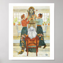 Sisters Decorating for Holiday Print
