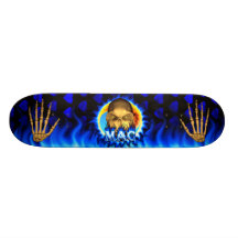 Skatersollie Feuer des Macschädels blauer Skateboa Bedruckte Skateboarddecks