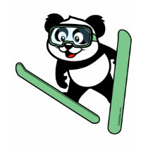 Ski-springender Panda