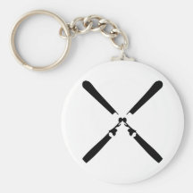 skieur noir croisé porte-clef