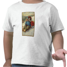 Sledding de petites filles de ChristmasTwo T-shirts